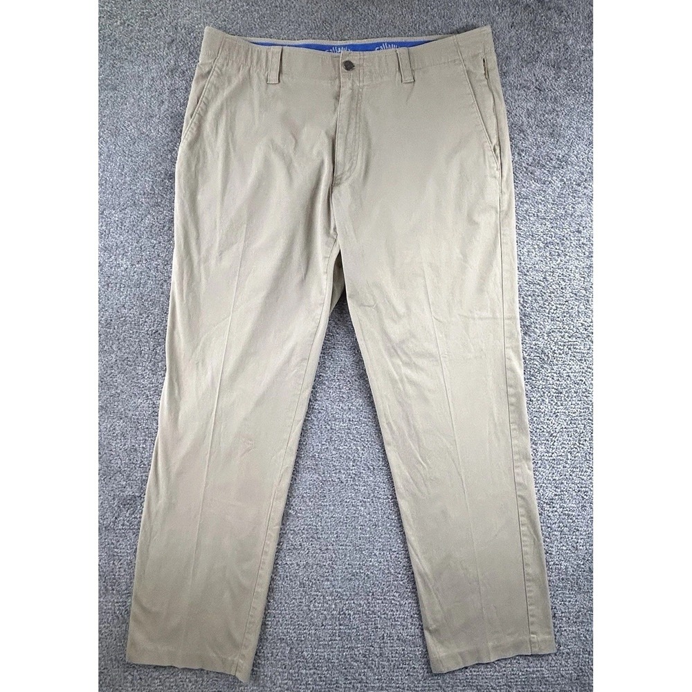 Callaway Mens Golf Pants Khaki Tan Straight Leg Flat Front 35x32